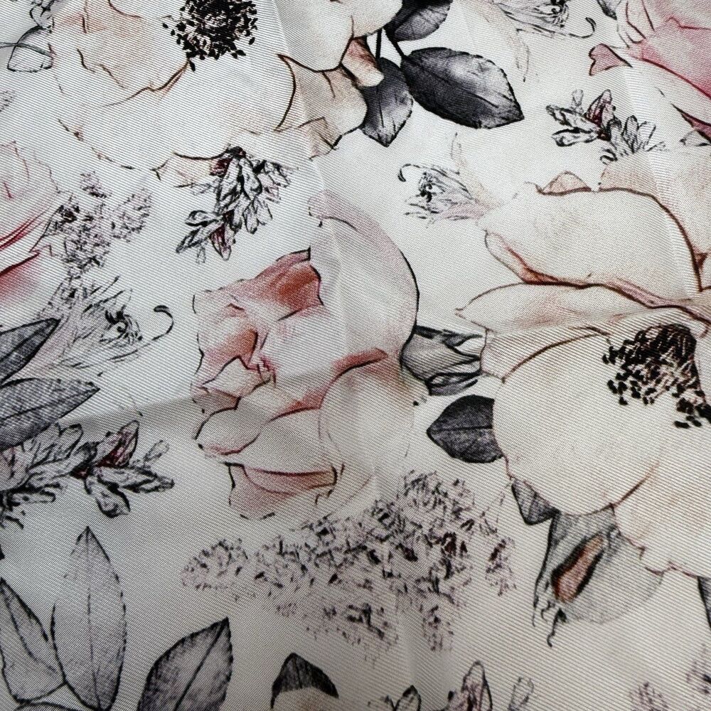 Ox & Bull Pink And Gray Floral Watercolor 100% Silk Pocket Square New - Picture 5 of 8